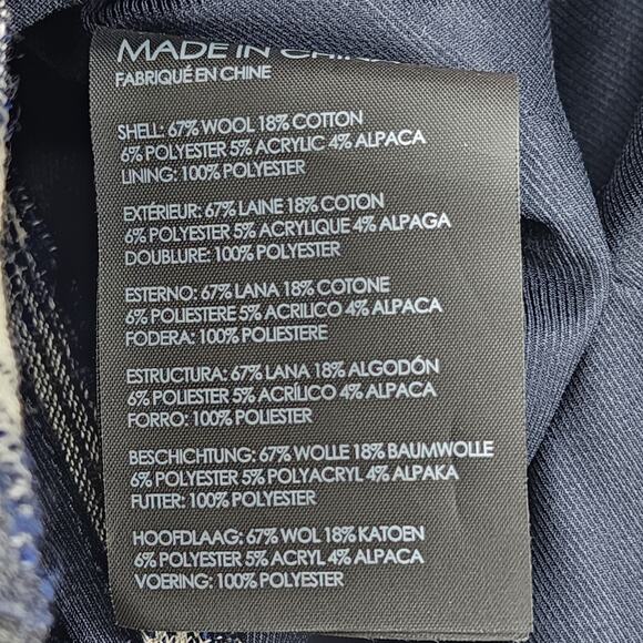 Club Monaco Blue and White Plaid Wool Blend Jacket with Waist Tie Size XS - Picture 3 of 5